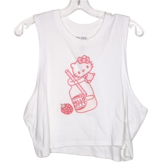 Hello‎ Kitty Sanrio Women's Extra Large White Cropped Graphic Cotton Tank Top - Picture 1 of 3